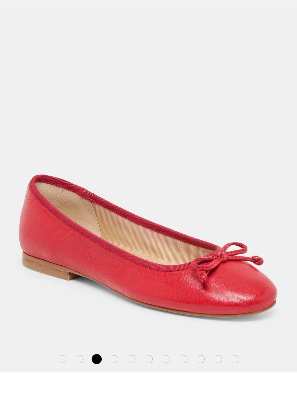 Dolce Vita Red Leather Ballet Flat with Bow Trim